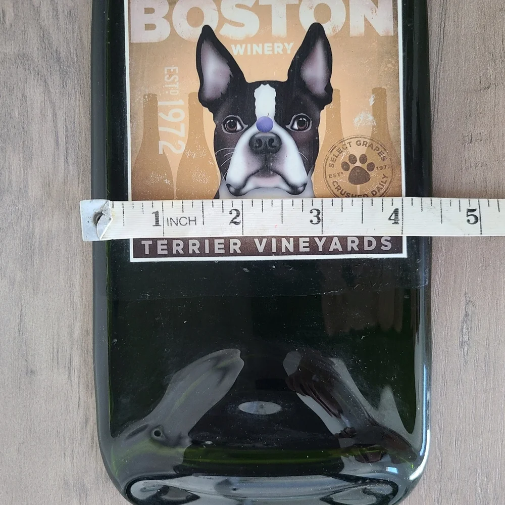 Boston Terrier Decor, Green Wine Bottle Wall Accent, Kitchen Decor, Dog Decor